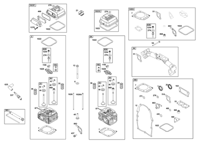Cylinder Head Group Diagram and Parts List for 386447-0244-G1 200000 - 399999 Briggs and Stratton Engine